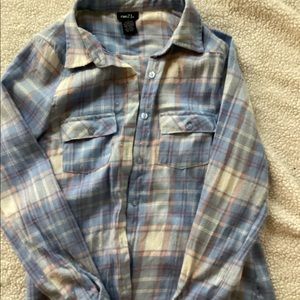 Girls button up thin flannel shirt